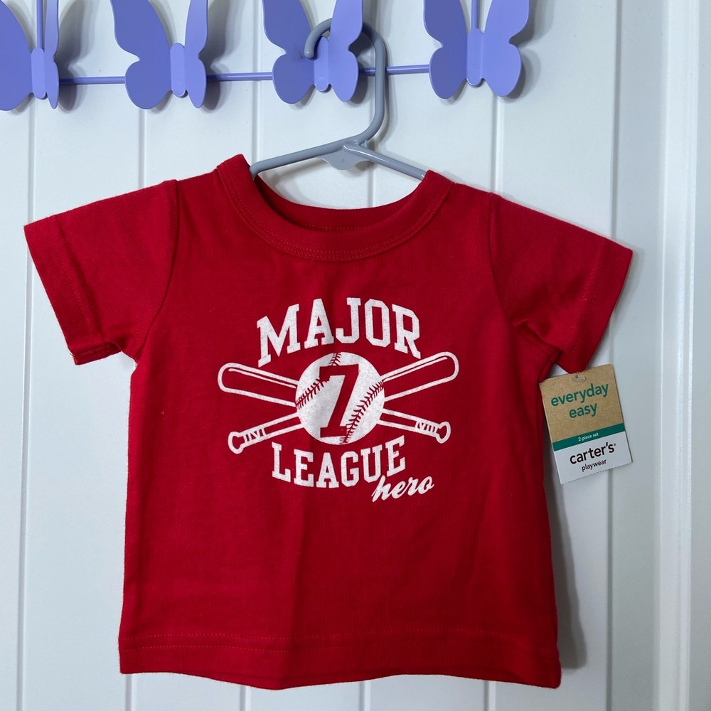 NEW Carter’s baby boy Major League Baseball decal red short sleeve tshirt 3 mo
